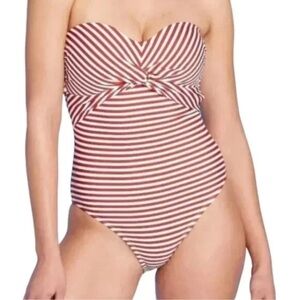 Kona Sol Red and White Striped Swimsuit